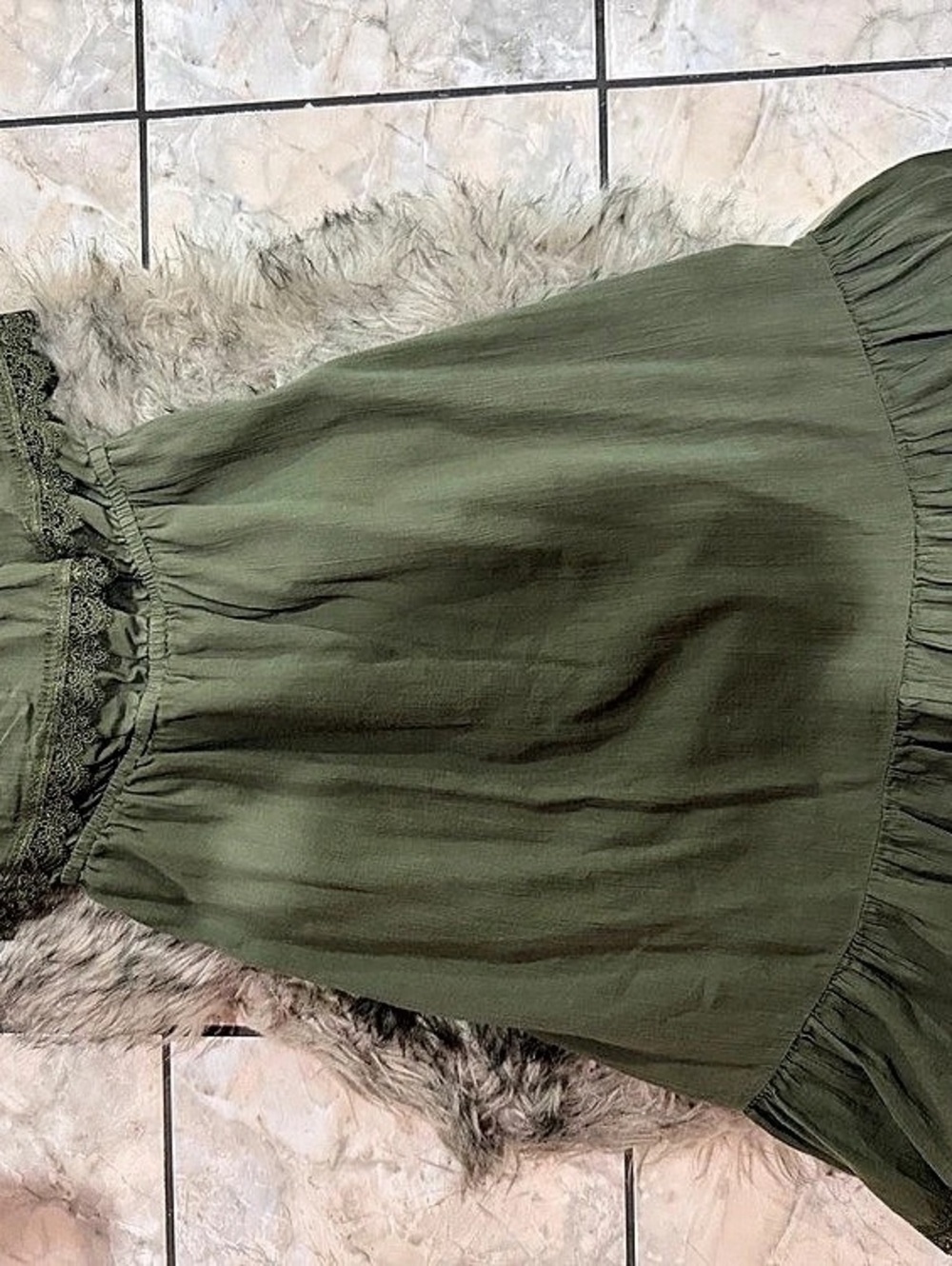 Express Ruffled Mini Dress in Green Like New